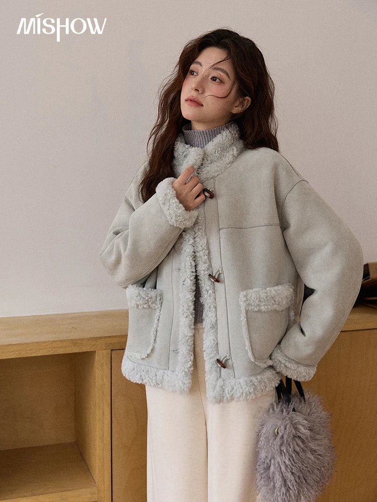 MISHOW Suede Composite Fur Jacket Stand-Up Collar Windproof MXE87W0941