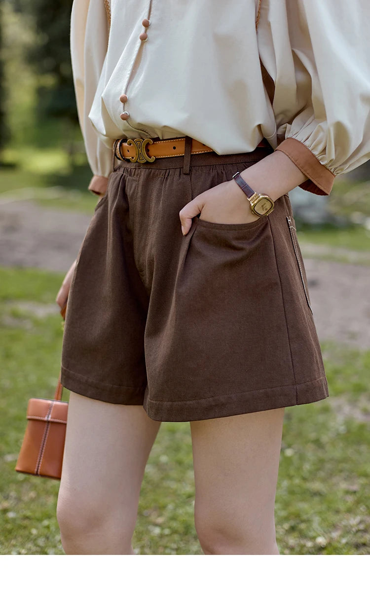 Mishow High Waist Loose Straight Leg Shorts MXD41K0721