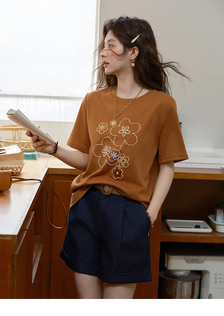 Mishow Floral Print Drop Sleeve Tee MXE36T0576