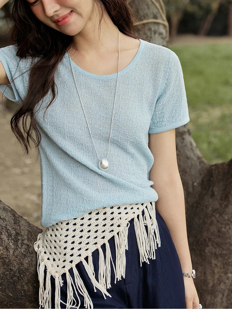 Mishow Solid Slim Knit Office Tee MXE34Z1257