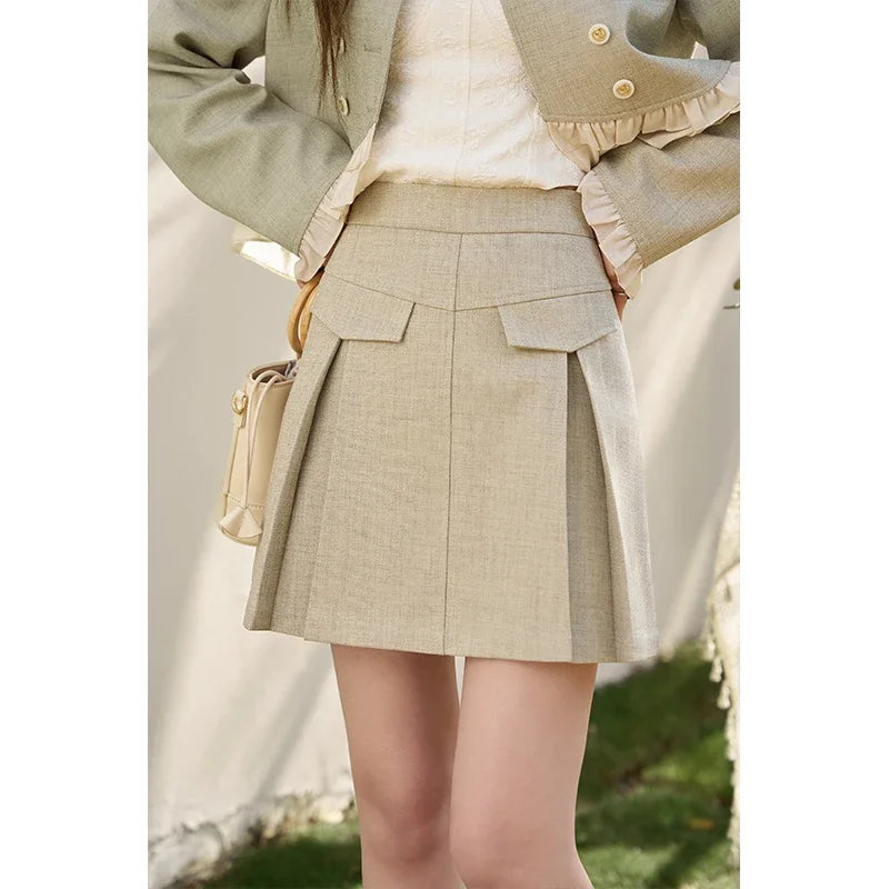 Mishow Crop Jacket & Pleated A-Line Mini Skirt Set MXD11W0293