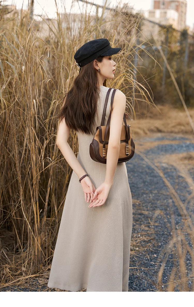 Mishow Knitted Round Neck Sleeveless A-LINE Dress MXC43L1590