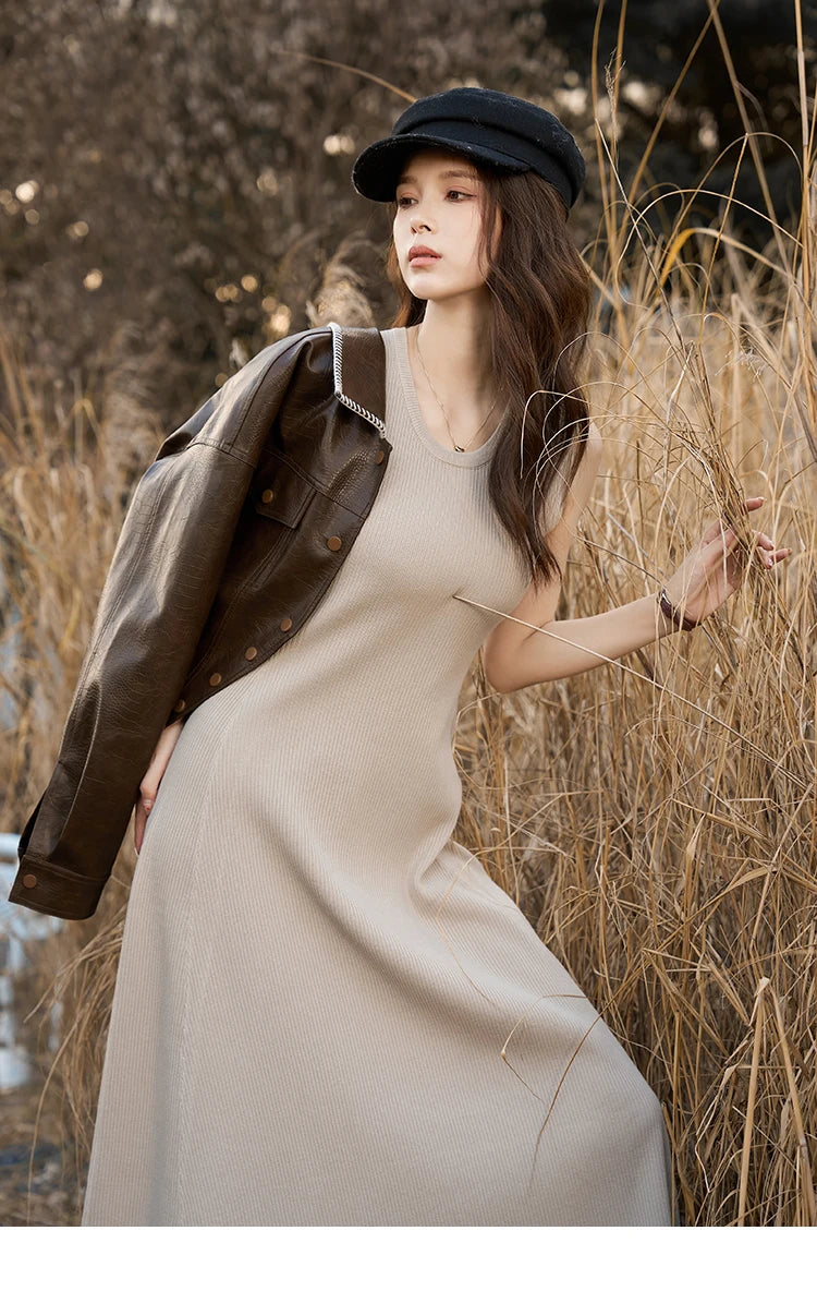 Mishow Knitted Round Neck Sleeveless A-LINE Dress MXC43L1590