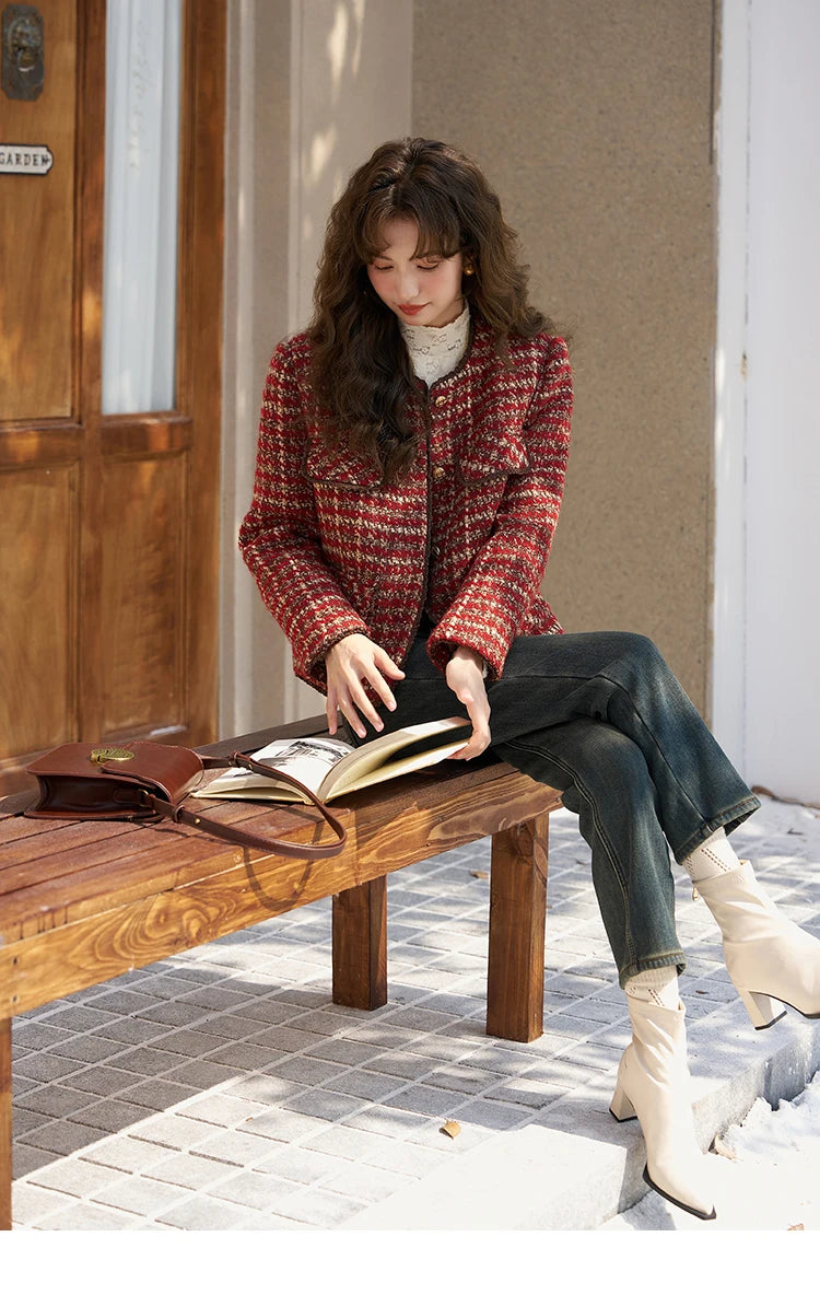 Mishow Luxury Wool Blend Tweed Jacket MXC57Y0021