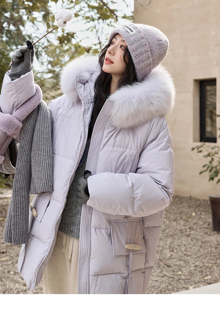 Mishow Hooded Thickened 90% Down Long Jacket MXD36Y0051