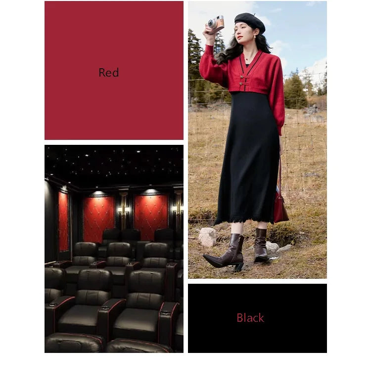 MISHOW Knitted Lantern Sleeve Sweater Dress MXC46L1589