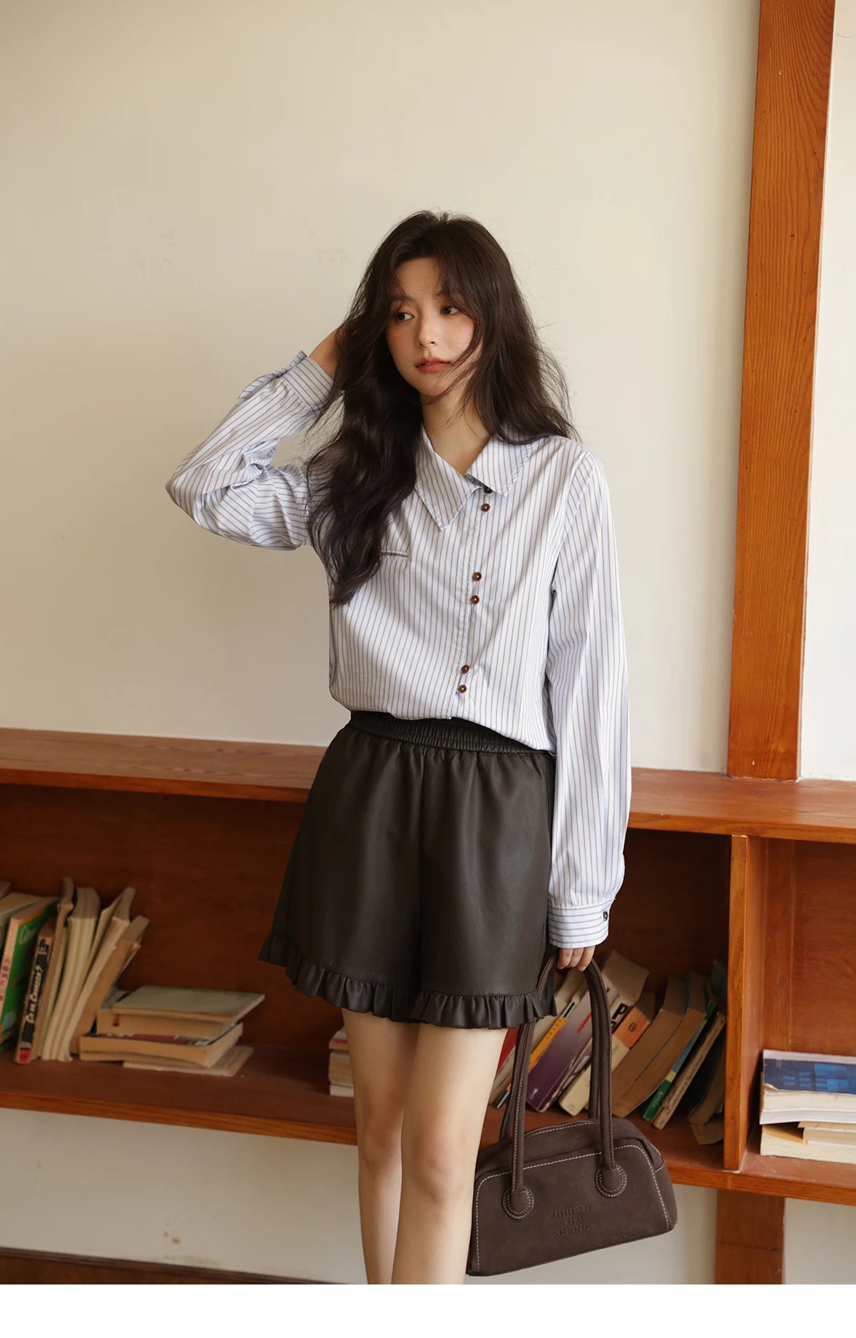 MISHOW Striped Asymmetric Shirt Vintage Loose Long Sleeve MXE42C2375
