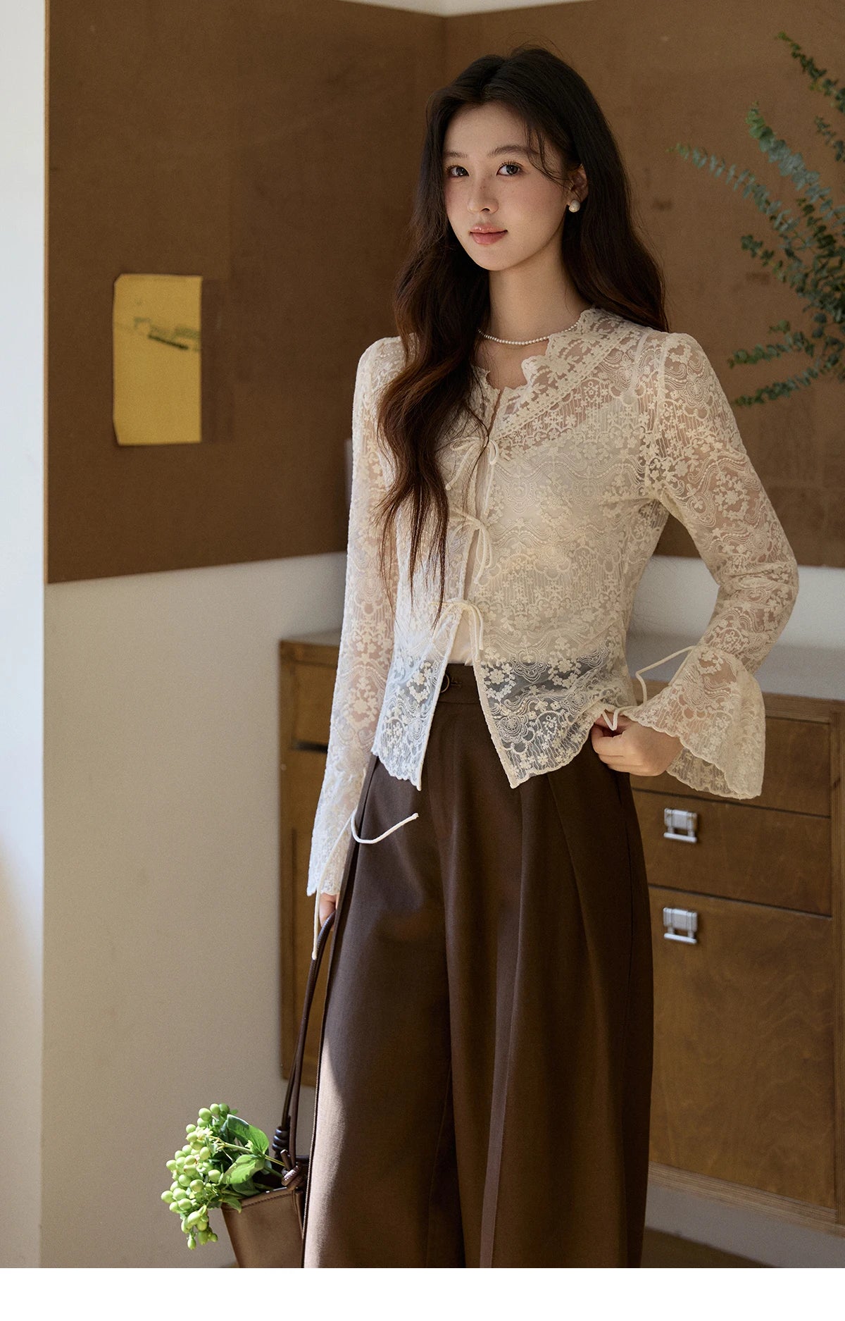 Mishow Sweet Lace Top & Camisole Two-Piece Set MXF108X1001