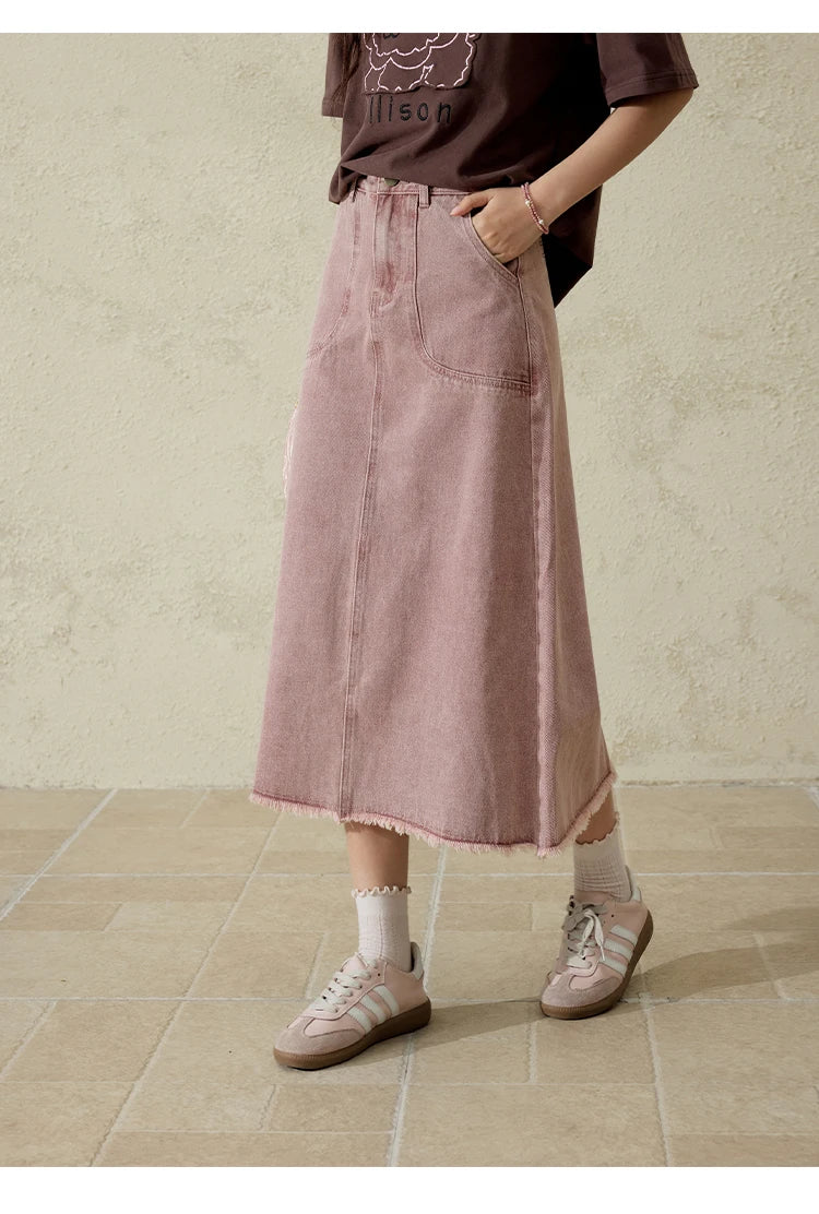 MISHOW High Waist Slim Denim Skirt Straight Pockets MXD44B0506