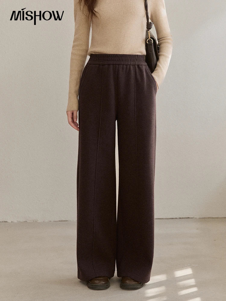 MISHOW High Waist Wide Leg Pants Fleece Warm Knit MXE92K1127