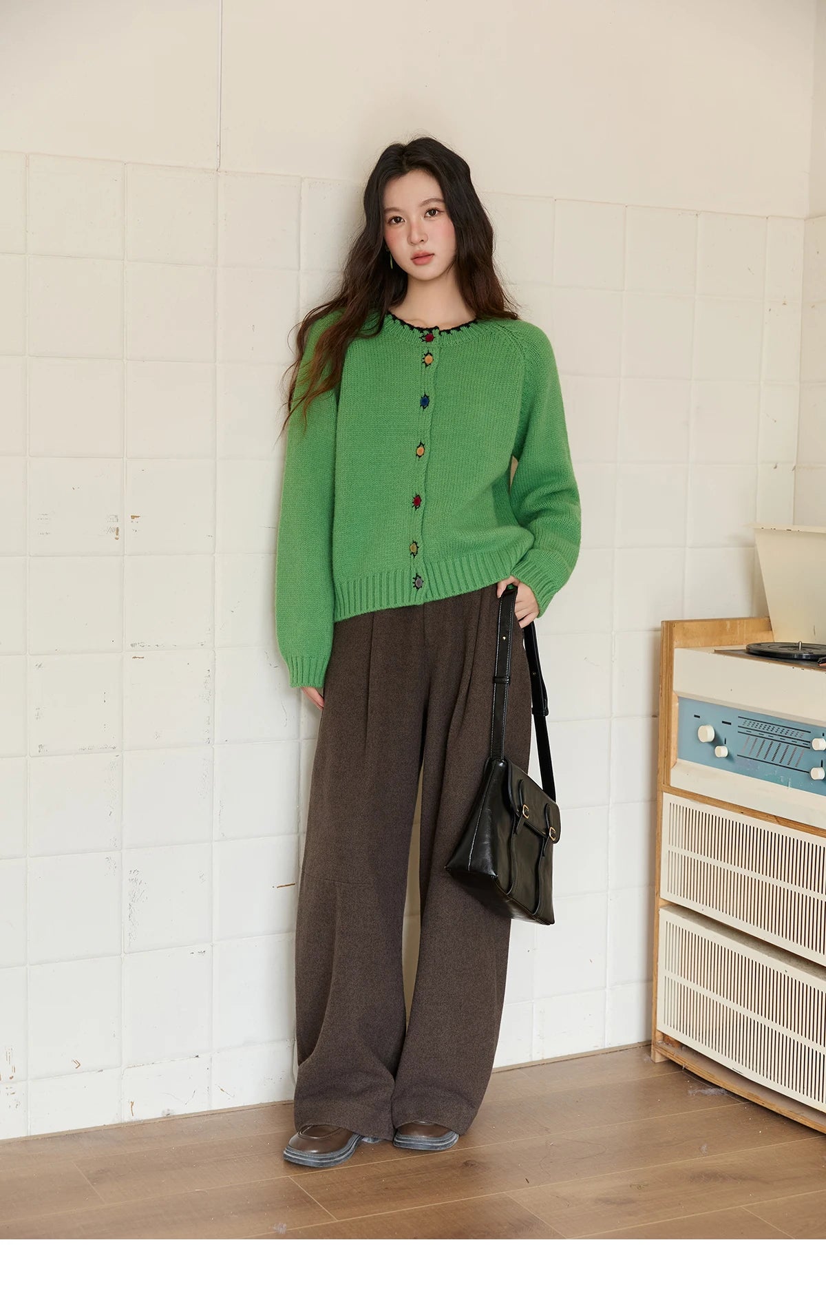MISHOW Retro Brown Wide-Leg Pants High Waist Drape MXE88K1122
