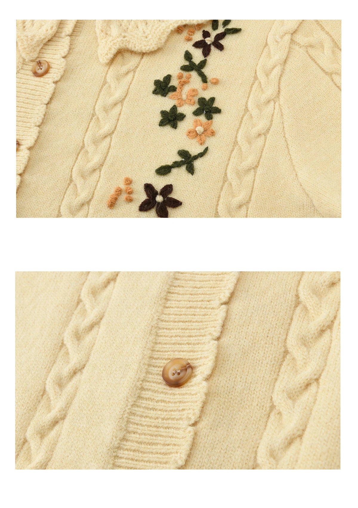 Mishow Peter Pan Collar Floral Cable Cardigan MXF11Z2904