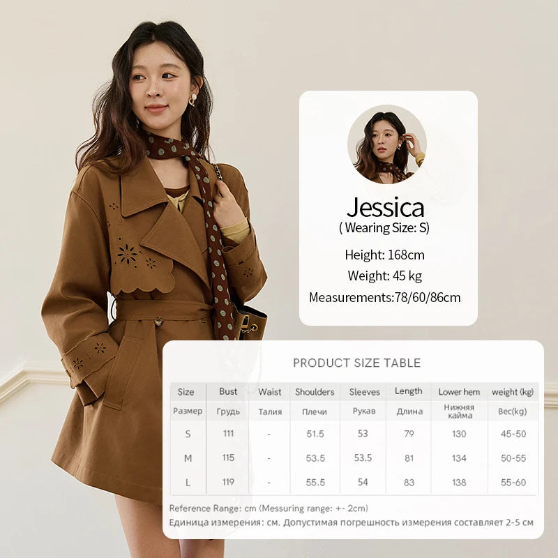 Mishow Hollow Flower Double Breasted Trench Coat MXE46W0838
