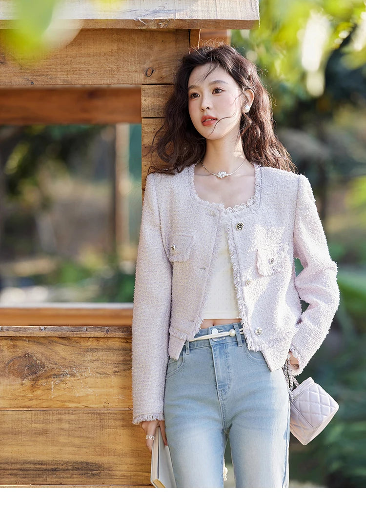 MISHOW Tassel Fragrant Coat Rose Buckle Weave Square Collar MXE13W0733