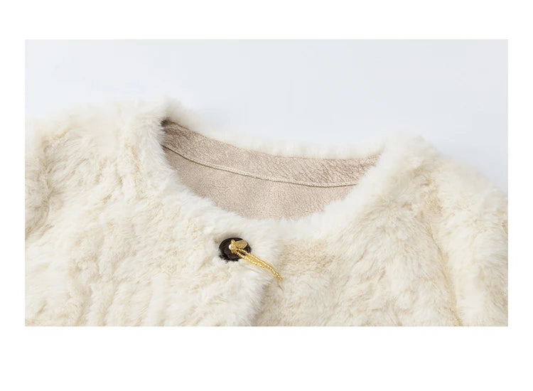 Mishow Sweet Pink Faux Rabbit Fur Coat MXE87W0990