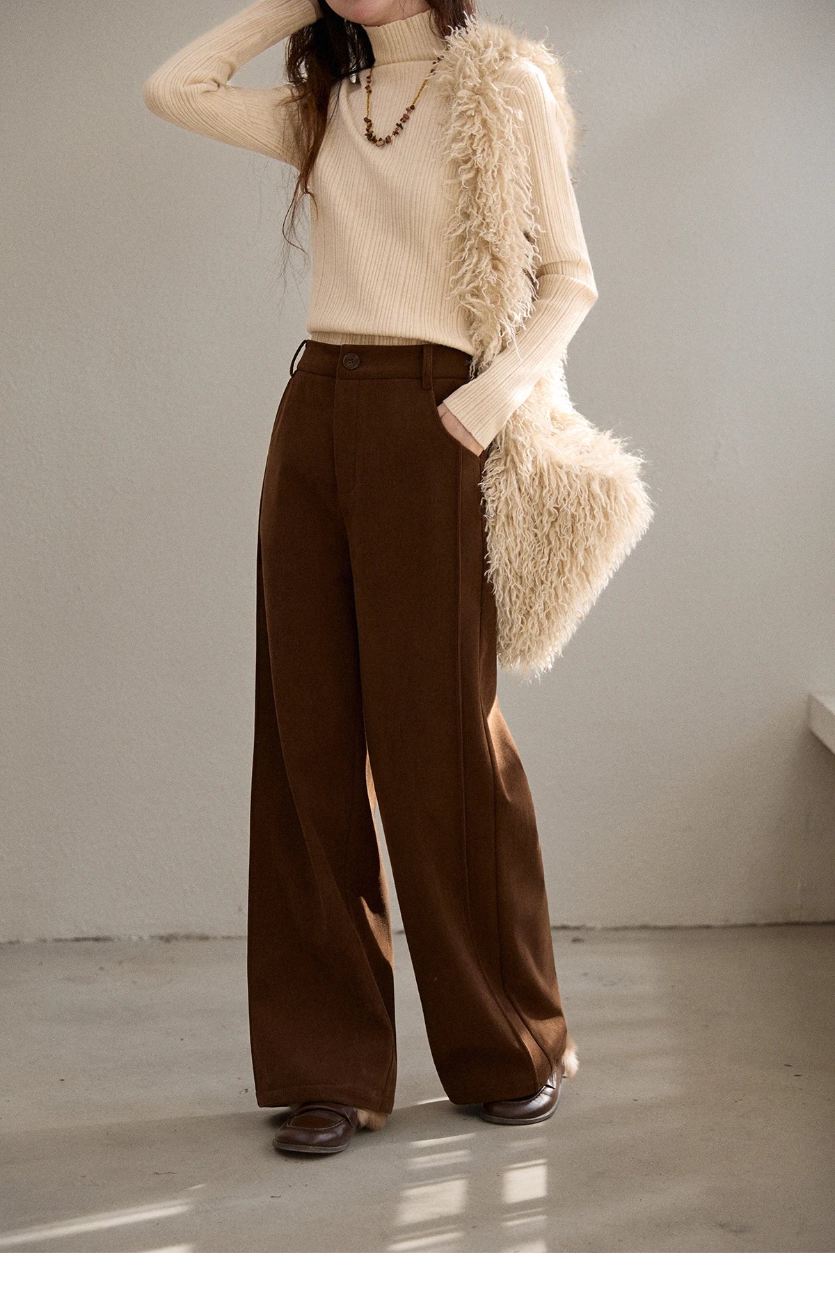 MISHOW Corduroy Straight Leg Pants Silver Fox Velvet Warm MXE91K1125