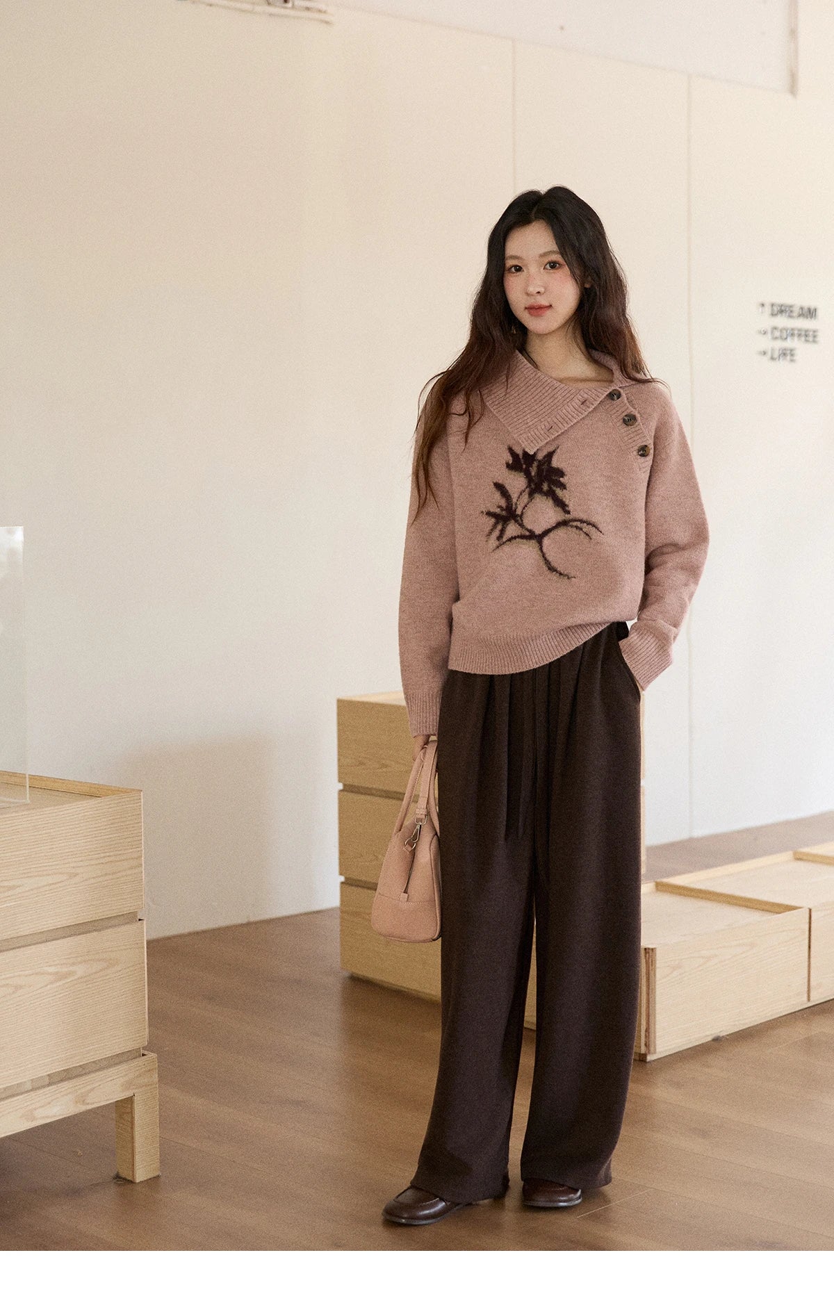 Mishow Plant Jacquard Turtleneck Pullover MXE86Z2658