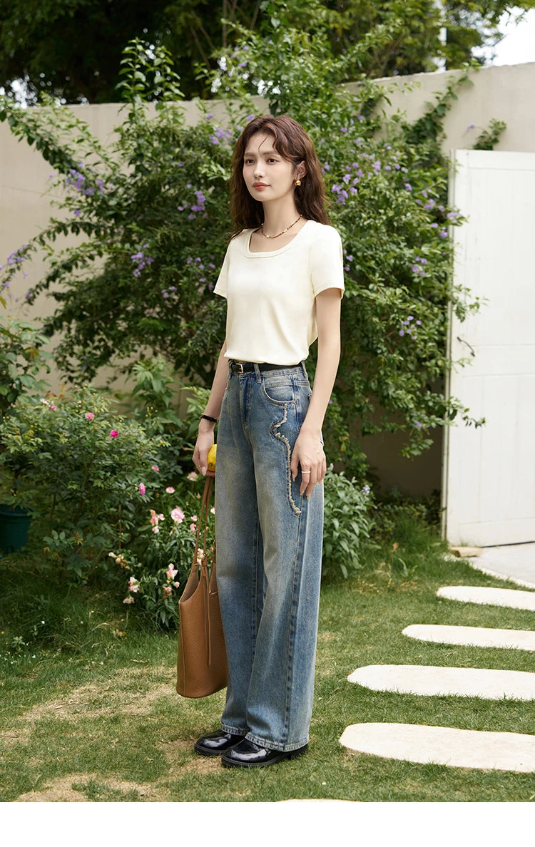 Mishow Square Neck Solid Tee MXC12T0641