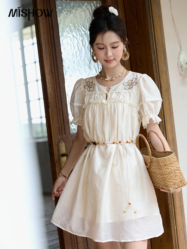 Mishow Jacquard Embroidered Bubble Sleeve Dress MXD30L1864