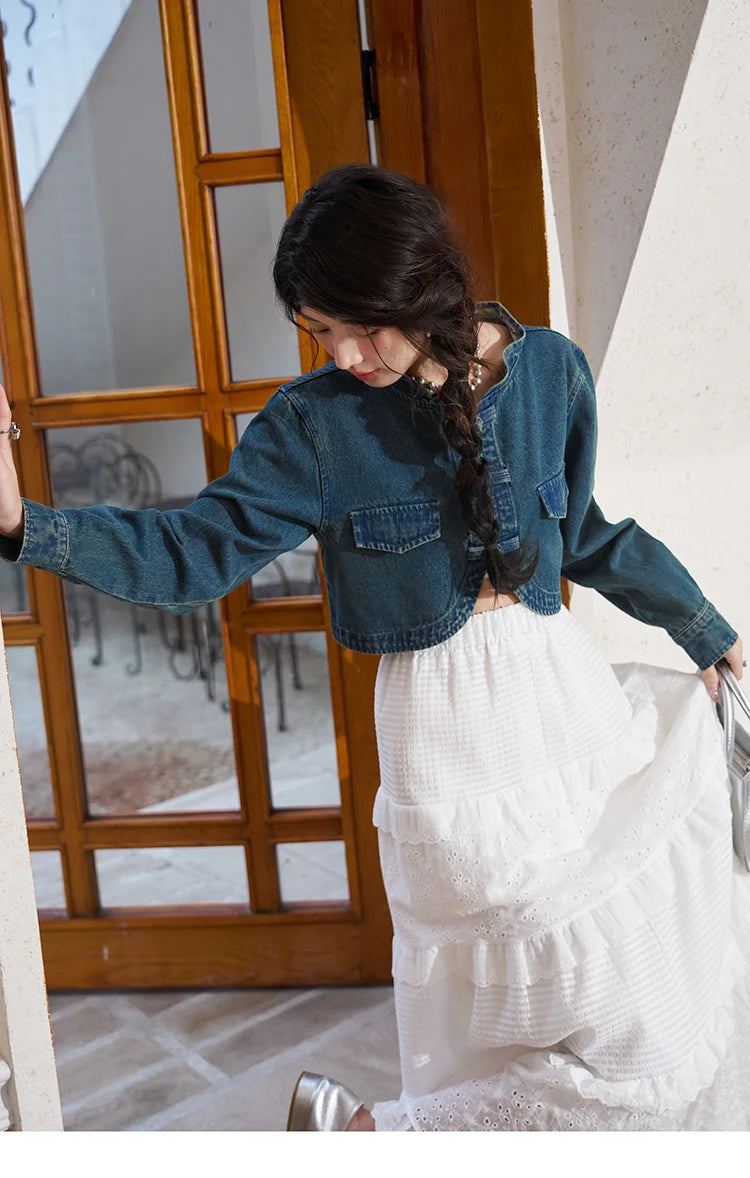 Mishow Retro Chinese Buckle Denim Vest Dress MXD14L1771