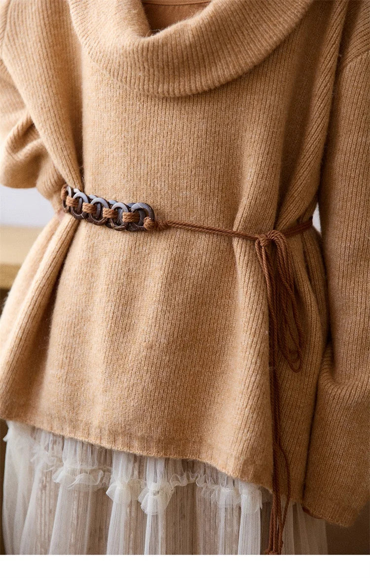 Mishow Orange French Style Sweater with Vest & Belt Set MXE86T1437
