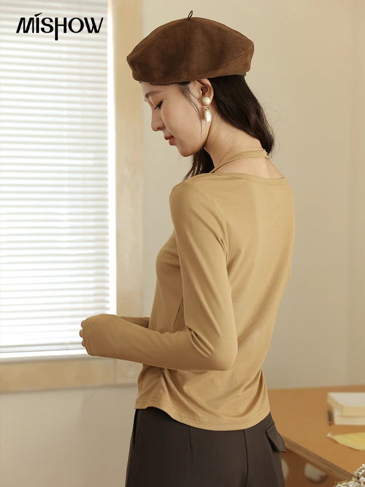 Mishow Hanging Neck Strap Pleated Waist Top MXE42T0720