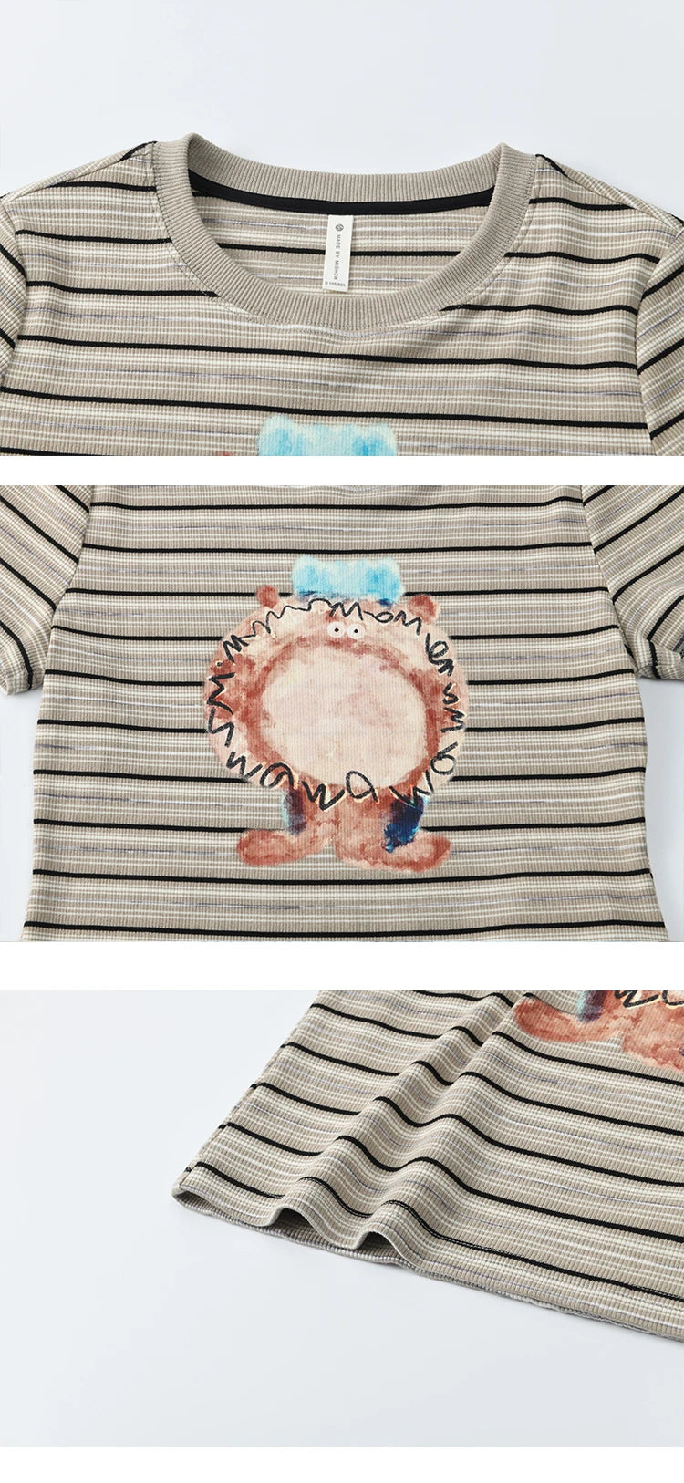 Mishow Striped Pufferfish Print Cotton Tee MXE32T0538