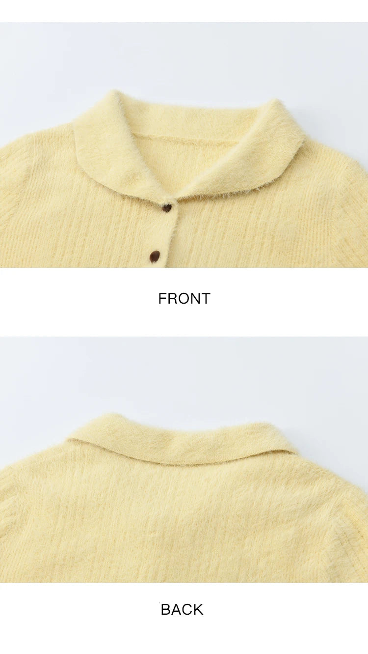 Mishow Yellow Imitation Mink Fur Turn-Down Cardigan MXE89Z2671