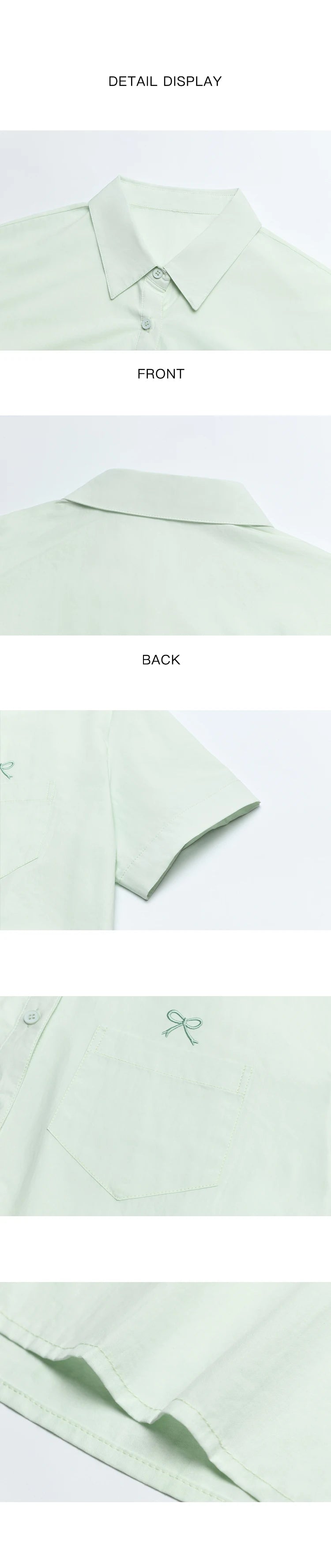 MISHOW Same Color Bow Embroidered Shirt Asymmetric Hem MXD23C0257