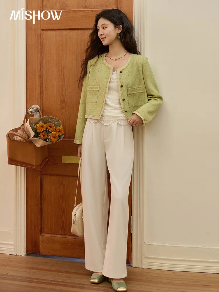 MISHOW Green Fragrant Short Coat Metal Buttons Symmetric Pocket MXE41W0796
