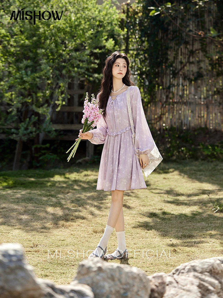 MISHOW Iris Chiffon Black Fungus Edge Fairy Dress MXE13L2095