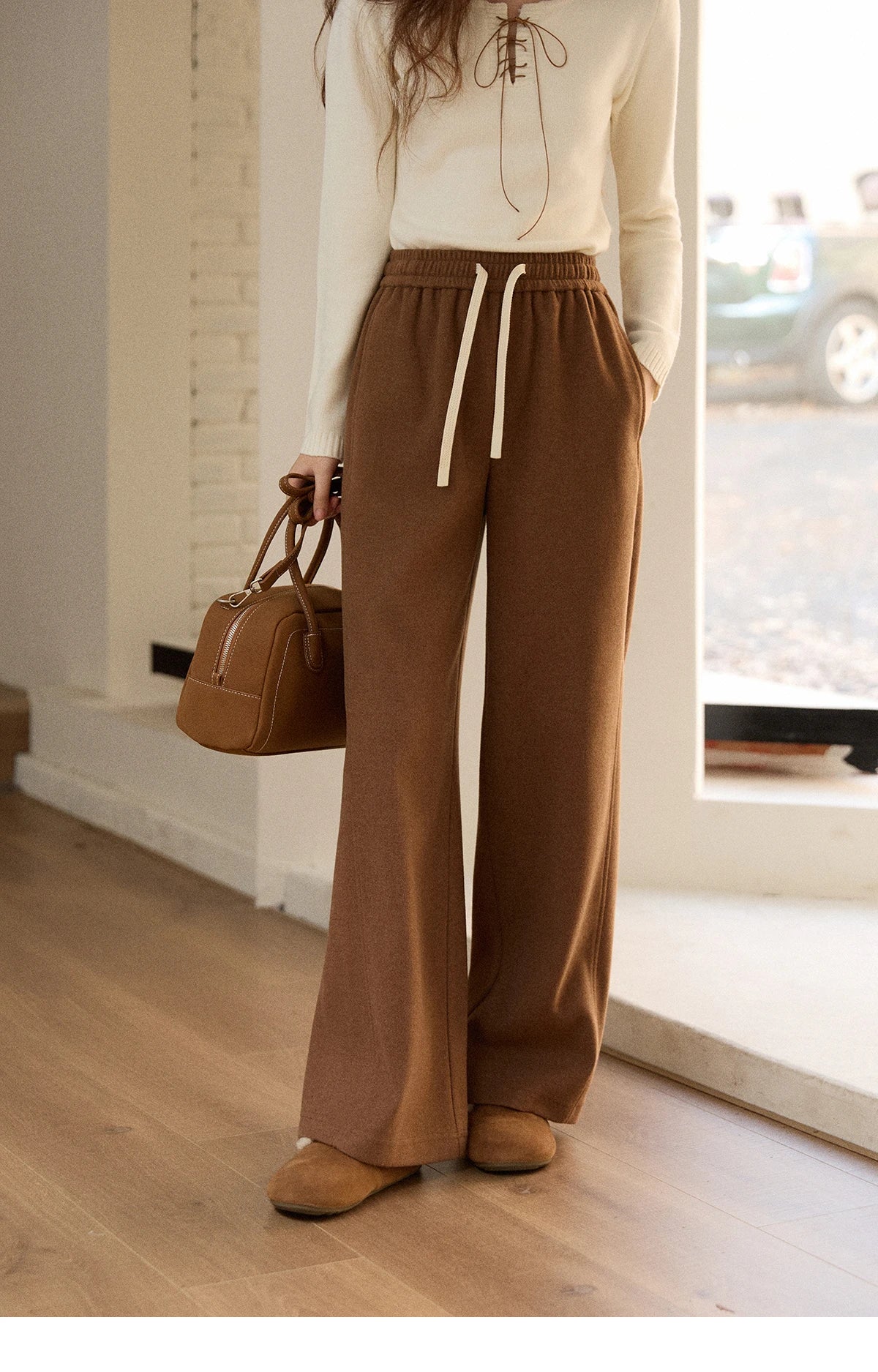 MISHOW Wide-Leg Pants High Waist Straight Lace-Up Loose MXE89K1100