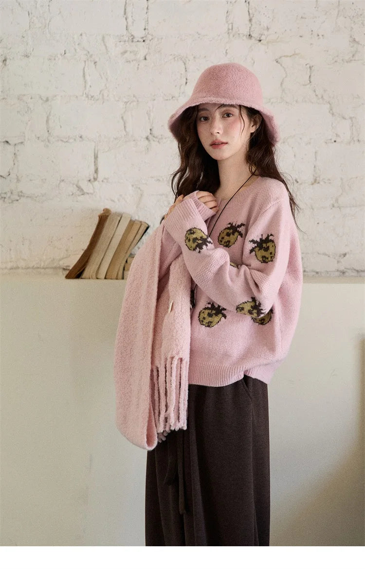 Mishow Funny Pineapple Jacquard Round Neck Cardigan MXE87Z2752