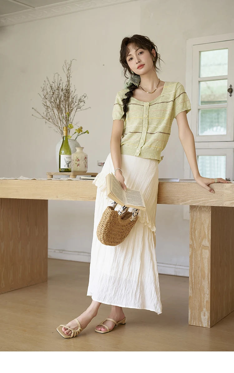 MISHOW Lace Edge Skirt Ruffle High Waist A-Line Cake MXD30B0385