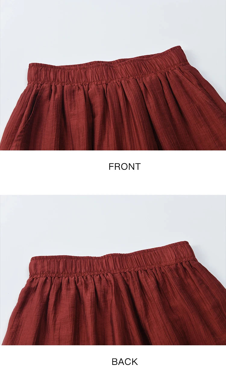 MISHOW Red Wide Leg Pants High Waist Pocket Elastic MXE38K0952