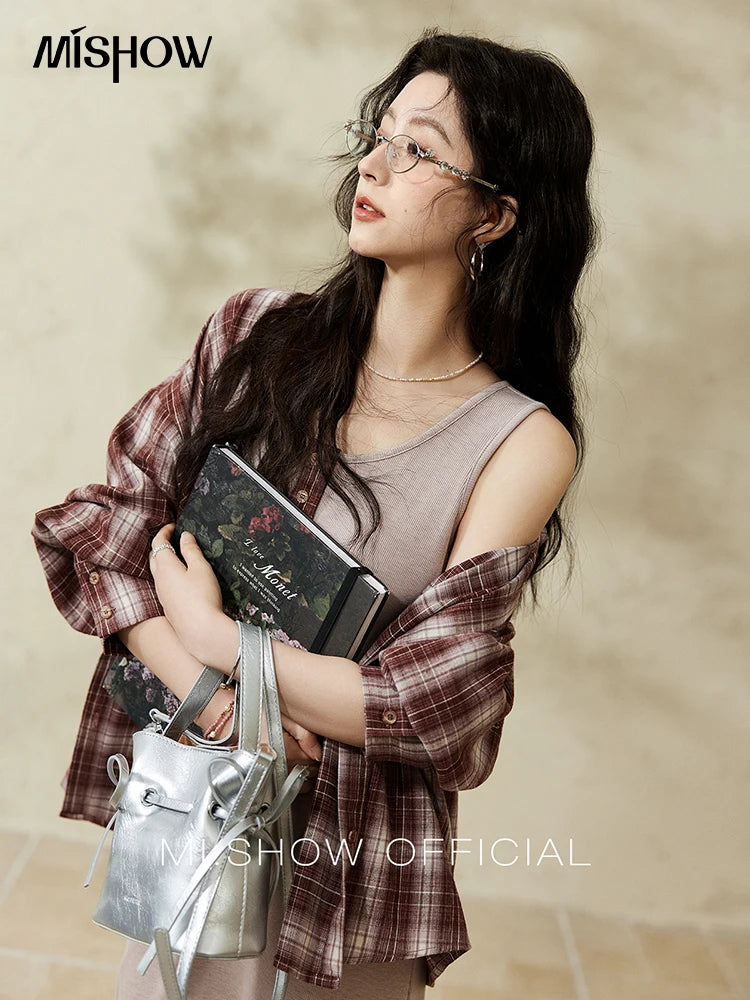 Mishow Plaid Shirt Grey Vest Dress (Separately) MXE13L2093