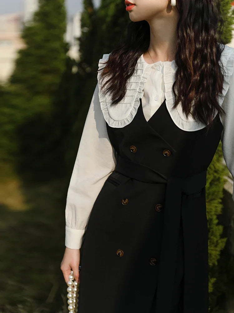 Mishow Korean Doll Collar Vest & Shirt Dress Set MXB12C0199