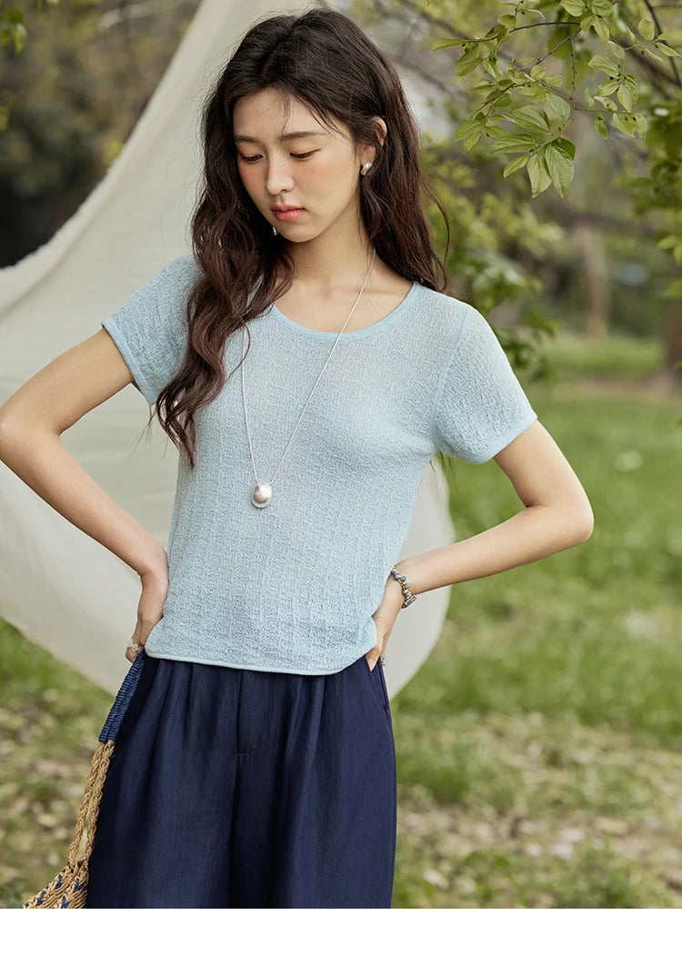 Mishow Solid Slim Knit Office Tee MXE34Z1257