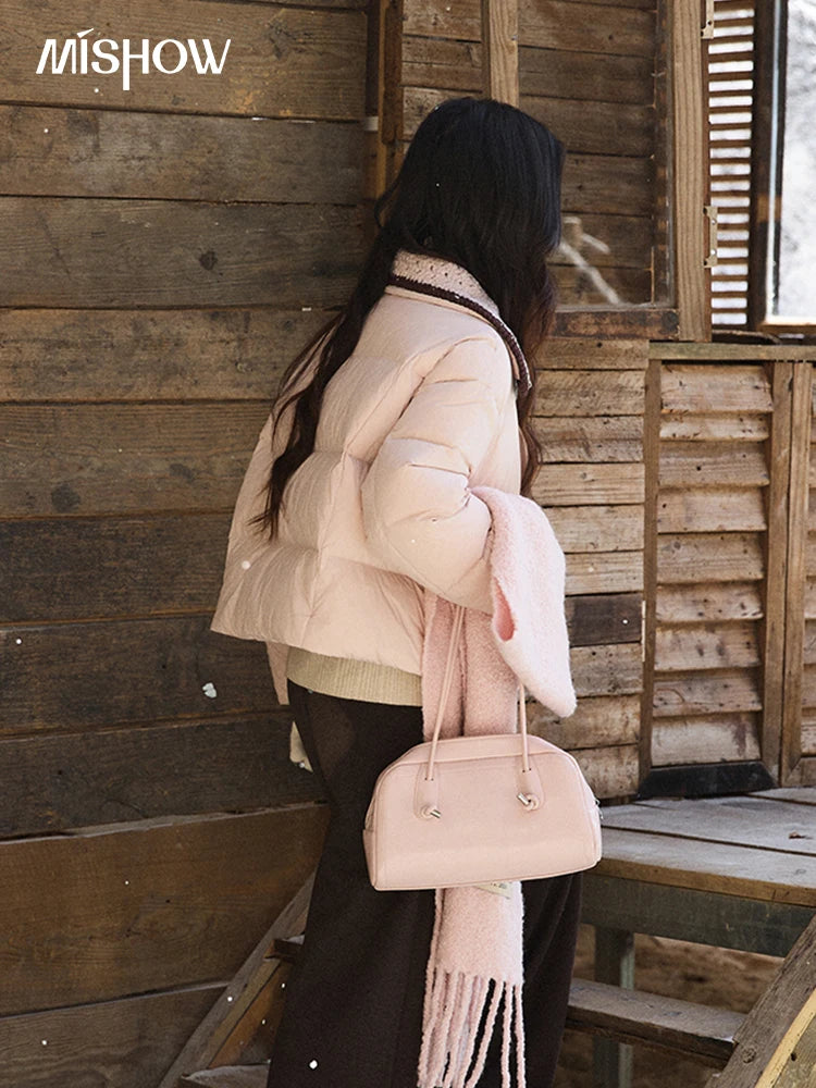 Mishow Knitted Lapel Collar Short Down Jacket MXE94Y0094