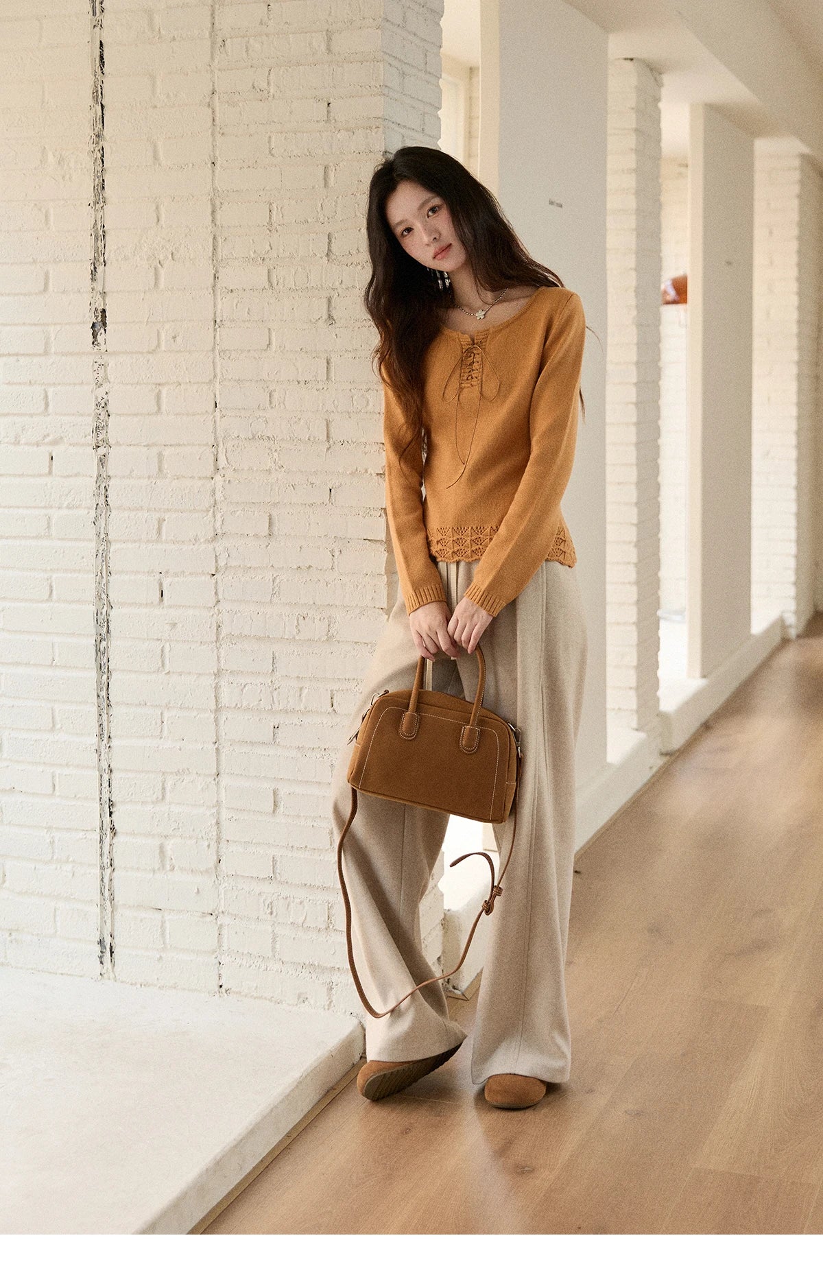 MISHOW Wide-Leg Pants High Waist Straight Lace-Up Loose MXE89K1100