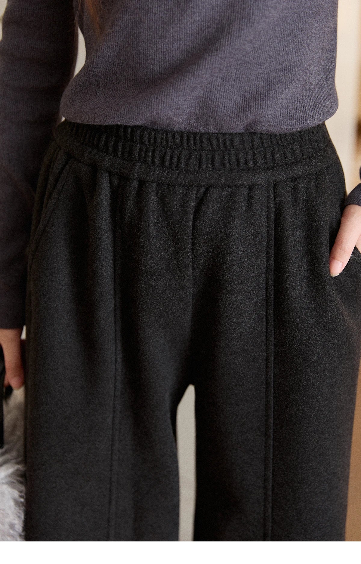 MISHOW High Waist Wide Leg Pants Fleece Warm Knit MXE92K1127