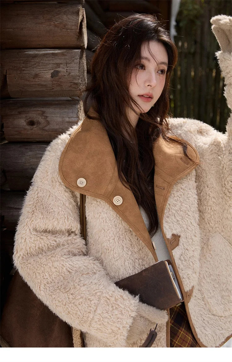 MISHOW Double Sided Lamb Wool Coat Lapel Pockets MXE91W1015