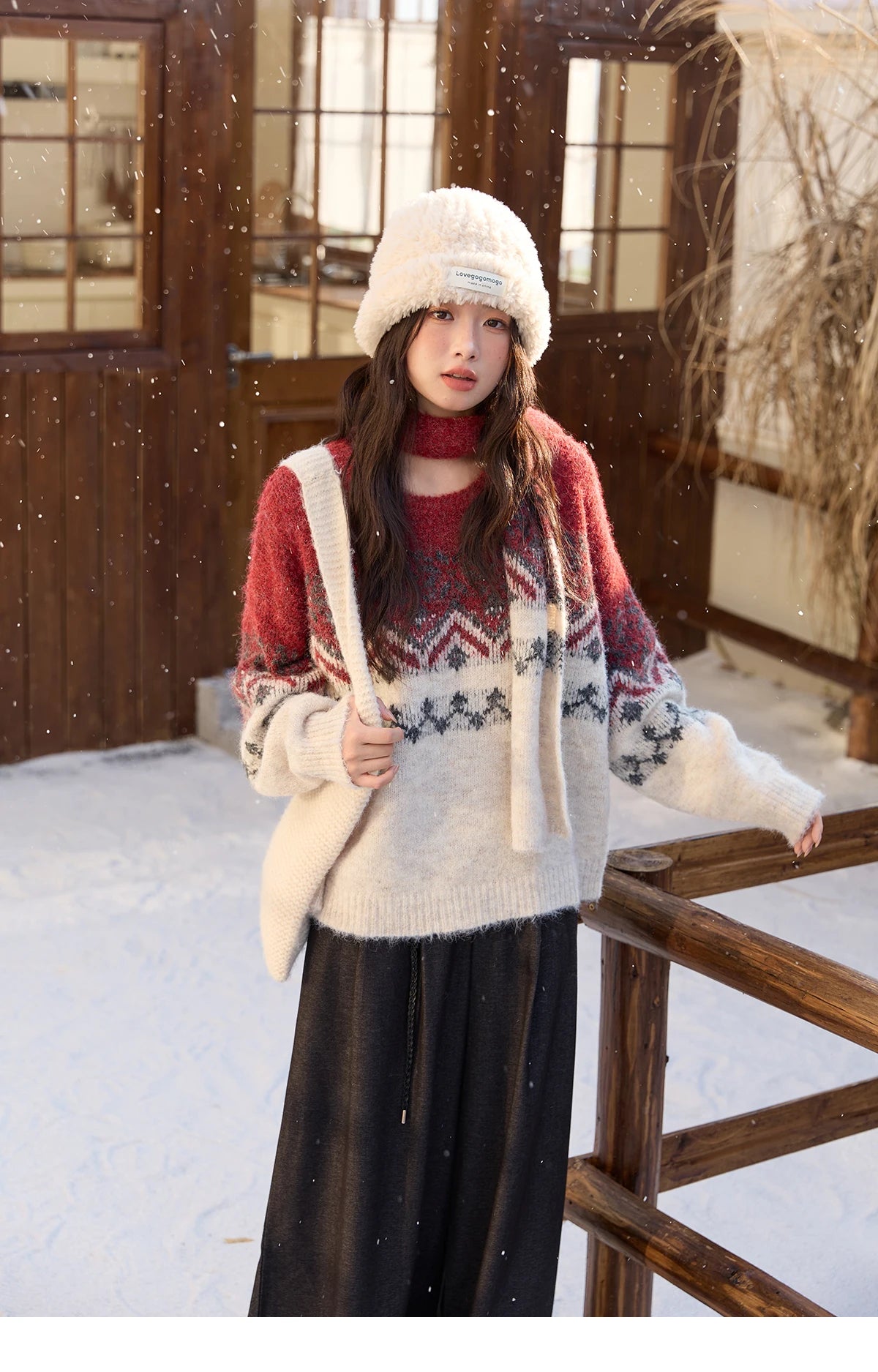 Mishow Christmas Fair Isle Sweater with Scarf MXE51Z2628