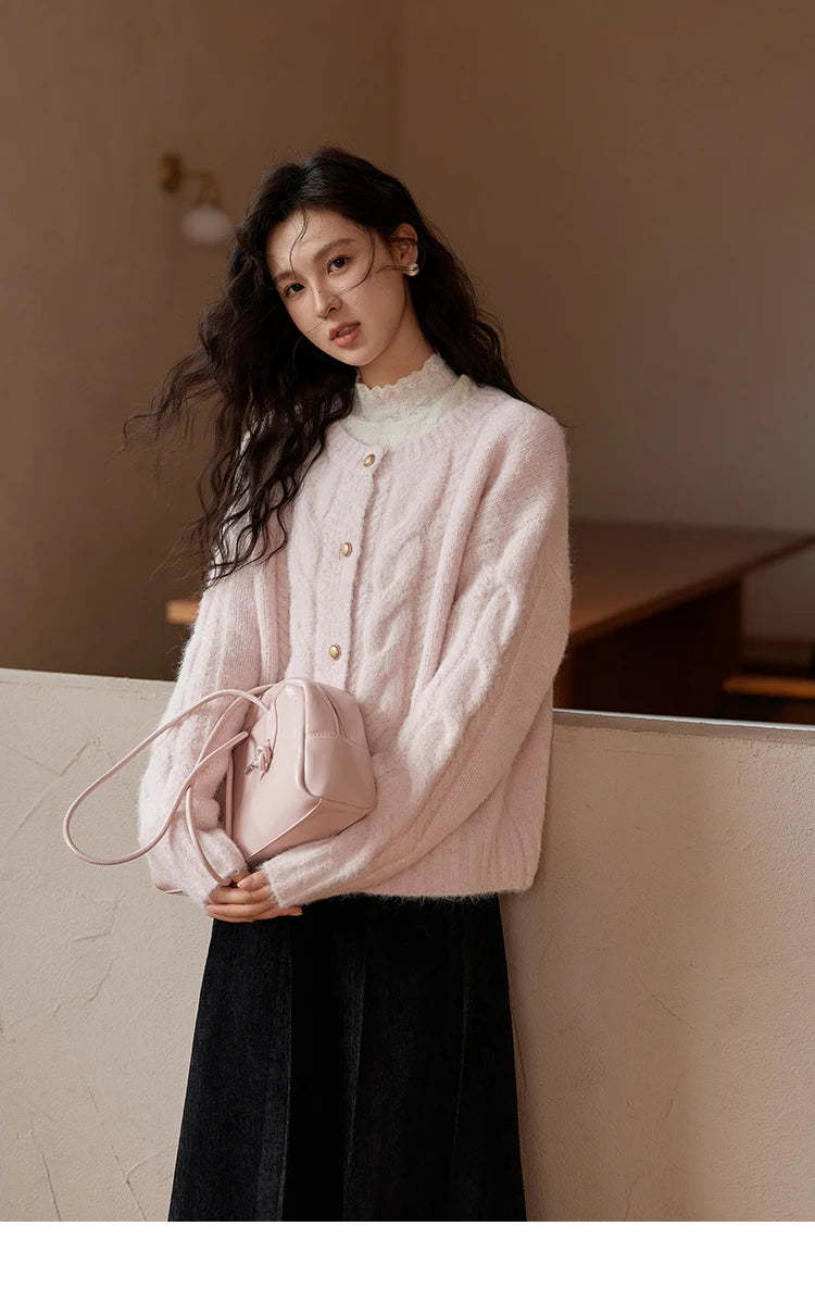 Mishow French Gentle O-Neck Wool Knit Cardigan MXD55Z1030