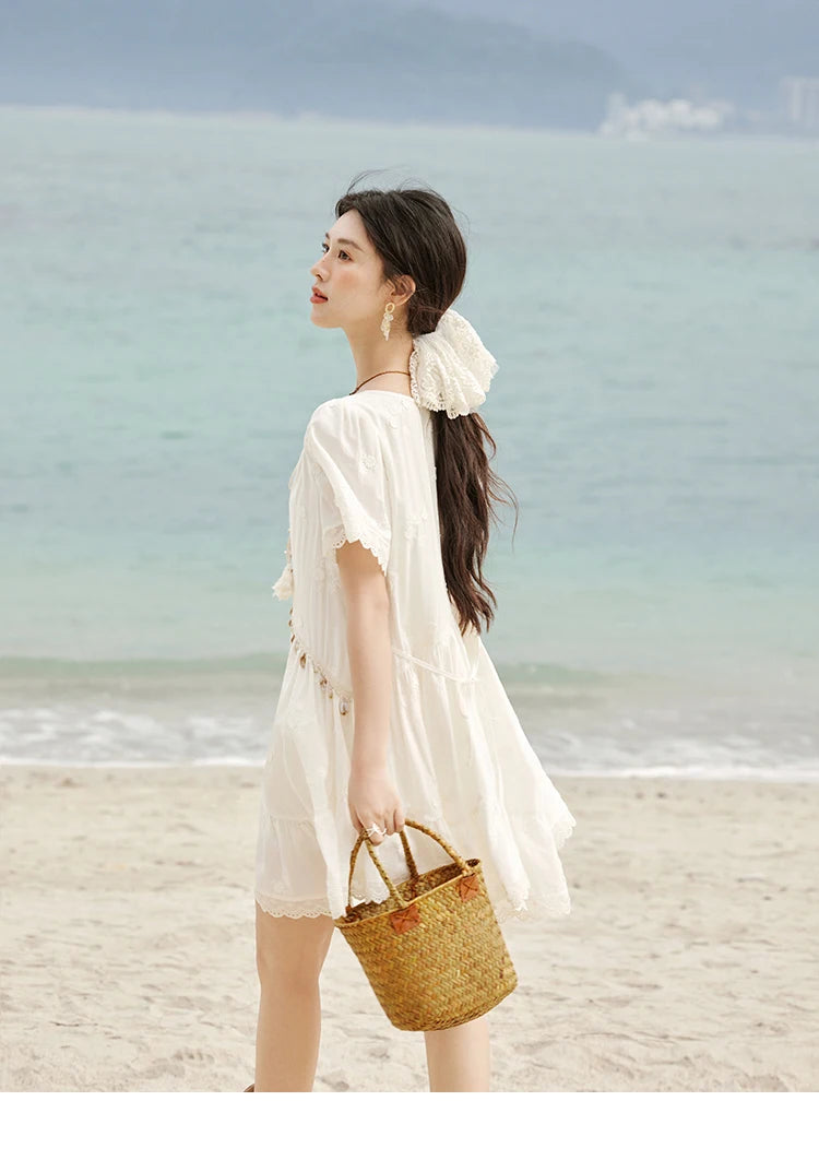 Mishow Bohemian V-Neck Shell Lace Midi Dress MXE33L2195