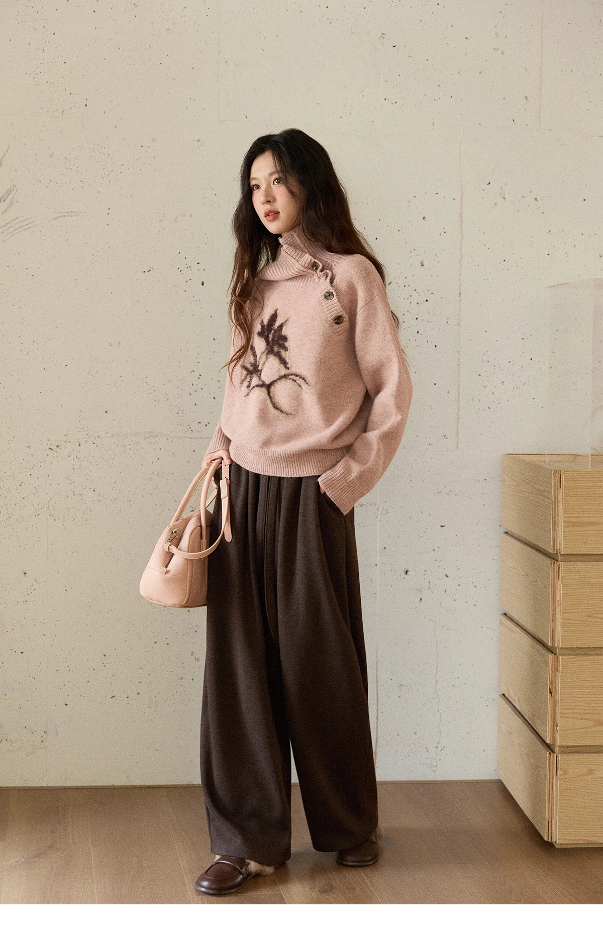 Mishow Plant Jacquard Turtleneck Pullover MXE86Z2658