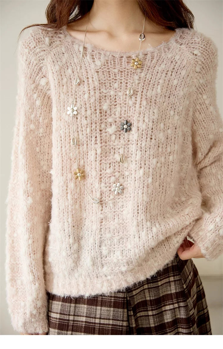 Mishow Scoop Neck Hollow Raglan Sleeve Sweater MXE46Z2565