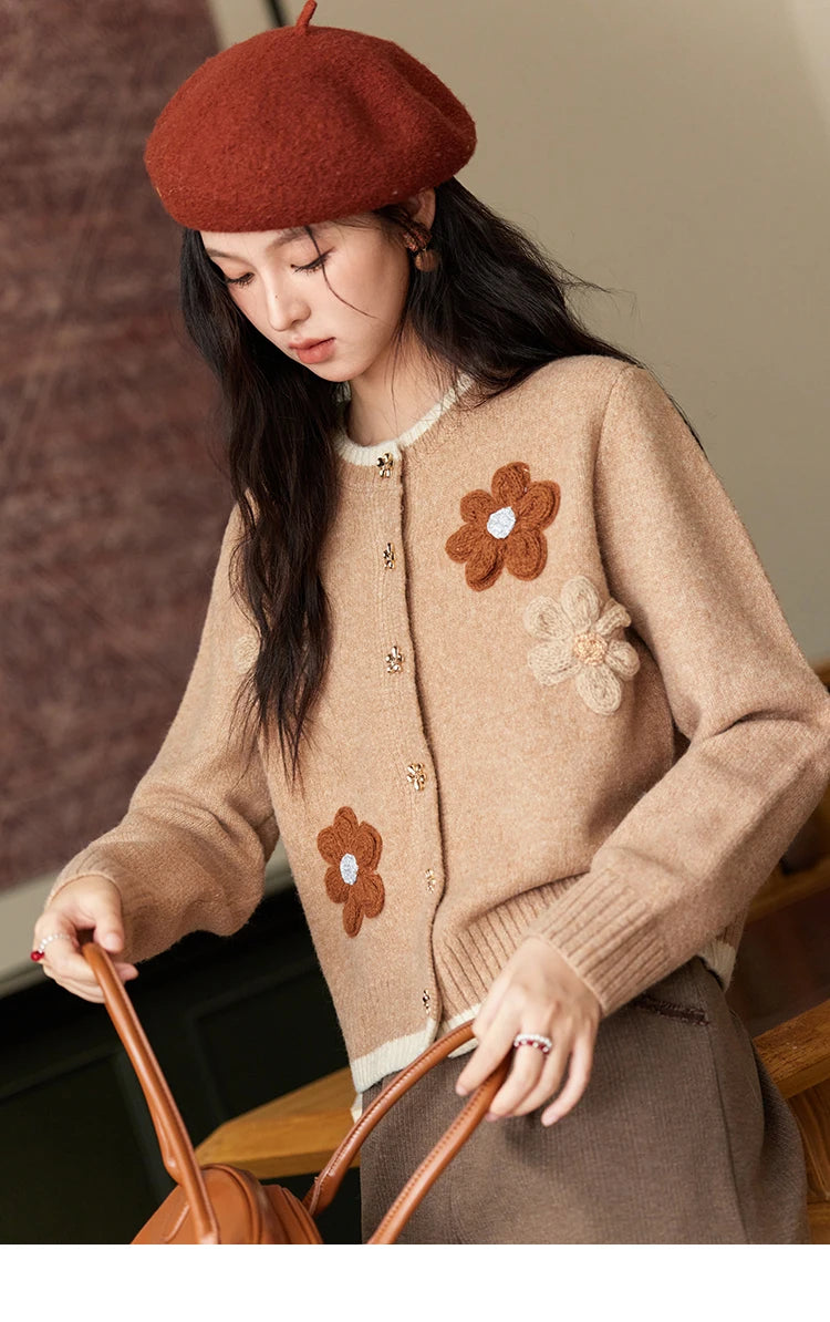 Mishow Flower Pattern Color Clash Metal Button Cardigan MXD56Z0919