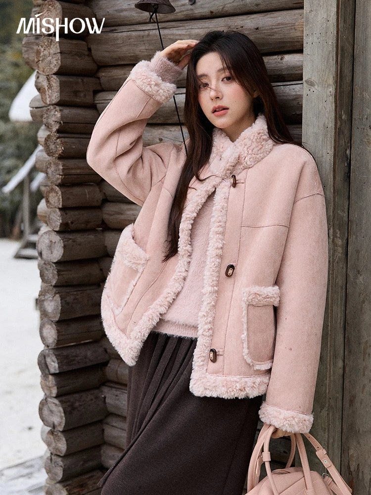 MISHOW Suede Composite Fur Jacket Stand-Up Collar Windproof MXE87W0941