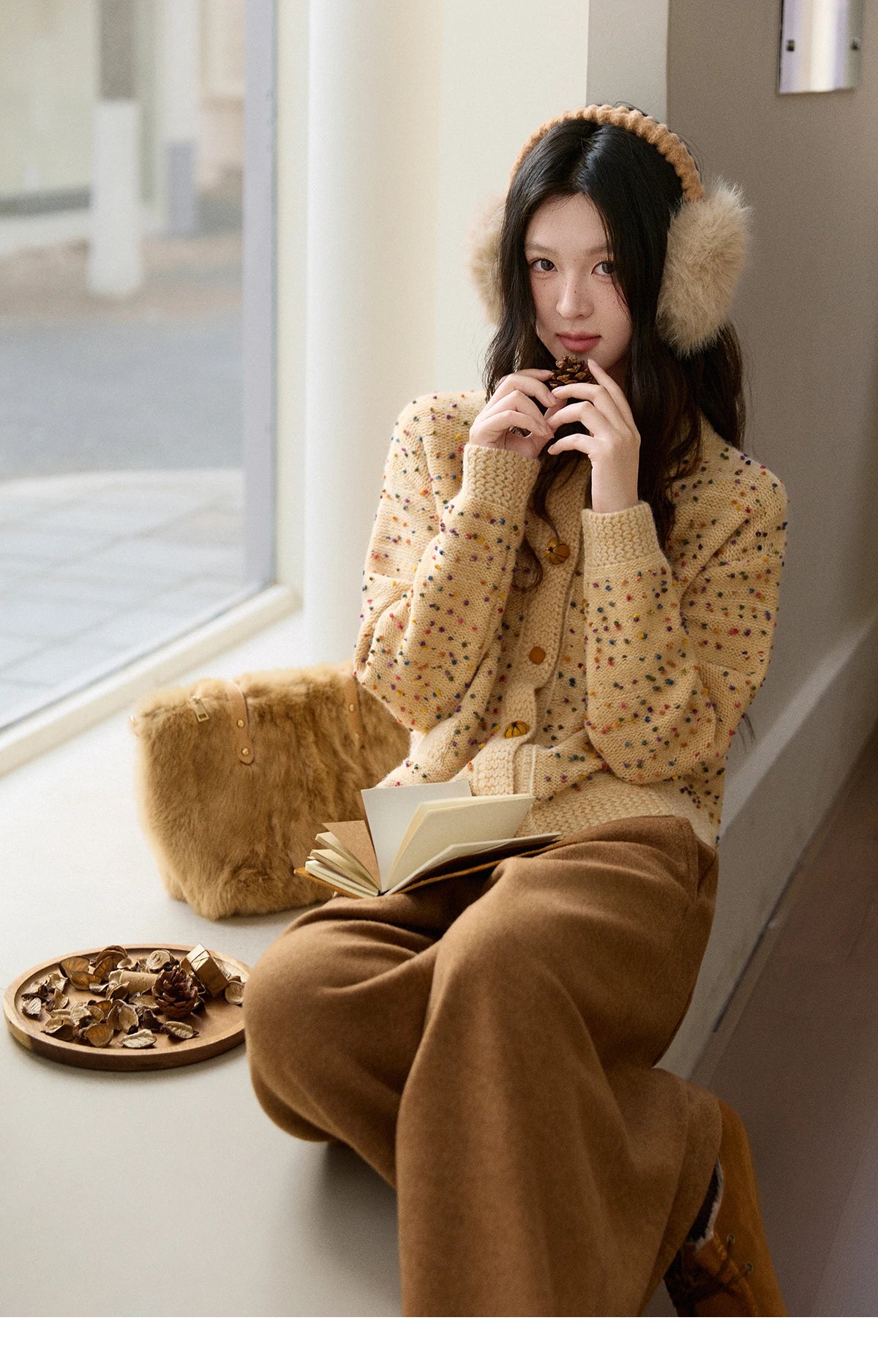 Mishow Colorful Yellow Arctic Fleece Cardigan MXE91Z2778